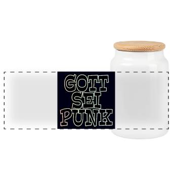 Gott sei Punk - Panorama Keksdose mit Holzdeckel - Weiß - Vorne