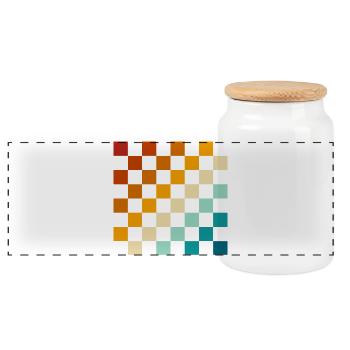 Retro chessboard - Panoramic Cookie Jar with Wooden Lid - white - Front