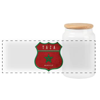 Taza Maroc Armoiries Drapeaux Design - Boîte à biscuits avec couvercle en bois - blanc - Devant