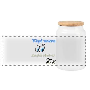 Véyé mwen an ka véyé-w - Boîte à biscuits avec couvercle en bois - blanc - Devant