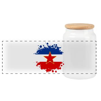 Motif blob drapeau Yougoslavie - Boîte à biscuits avec couvercle en bois - blanc - Devant