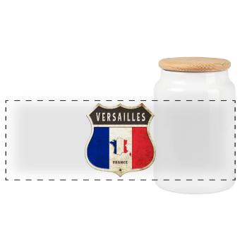 Versailles France Armoiries Drapeaux Design - Boîte à biscuits avec couvercle en bois - blanc - Devant