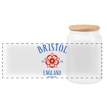 BRISTOL England - Panorama Keksdose mit Holzdeckel - Weiß - Vorne