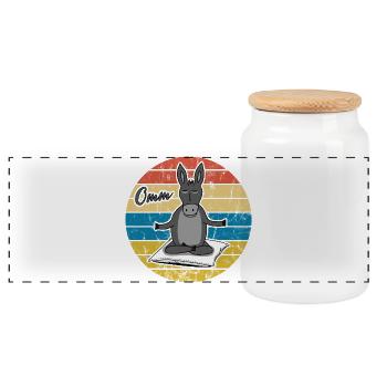 Yoga Donkey Meditation Retro Vintage Omm Cadeau - Boîte à biscuits avec couvercle en bois - blanc - Devant
