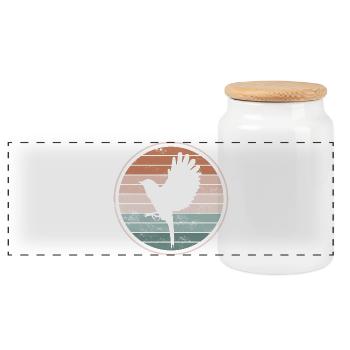Bird Birds - Panoramic Cookie Jar with Wooden Lid - white - Front