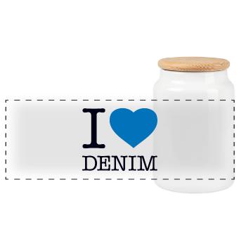 J’ADORE LE DENIM - Boîte à biscuits avec couvercle en bois - blanc - Devant