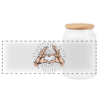 Emotions Humanity Peace Love Heart - Panoramic Cookie Jar with Wooden Lid - white - Front