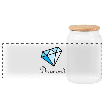 Blue Geometric Diamond - Panoramic Cookie Jar with Wooden Lid - white - Front