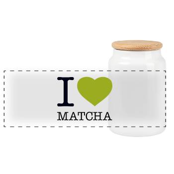 I LOVE MATCHA - Panorama Keksdose mit Holzdeckel - Weiß - Vorne