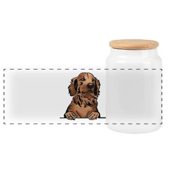 Golden Retriever Dog for Peeking Dog Lovers - Panoramic Cookie Jar with Wooden Lid - white - Front