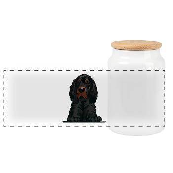 Gordon Setter Hund für spähende Hundeliebhaber - Panorama Keksdose mit Holzdeckel - Weiß - Vorne