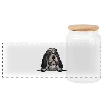 Griffon Bleu de Gascogne Hund für Peeking Dog Lover - Panorama Keksdose mit Holzdeckel - Weiß - Vorne