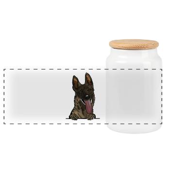 Malinois Belgischer Schäferhund für Peeking Dog Love - Panorama Keksdose mit Holzdeckel - Weiß - Vorne