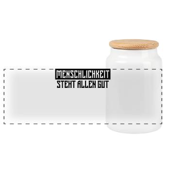 Menschlichkeit Statement Liebe Frieden Freiheit - Panorama Keksdose mit Holzdeckel - Weiß - Vorne