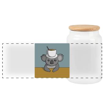 Koala Coffee Break - Panoramic Cookie Jar with Wooden Lid - white - Front