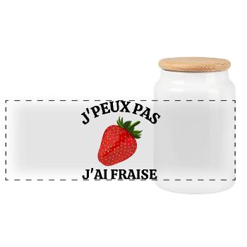 fraise, manger des fraises, saison des fraises - Boîte à biscuits avec couvercle en bois - blanc - Devant