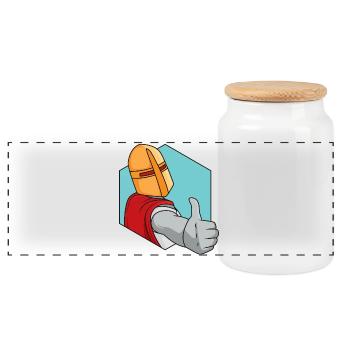 Pouce levé du chevalier - Boîte à biscuits avec couvercle en bois - blanc - Devant