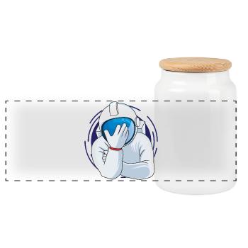 Facepalm Astronaut - Panoramic Cookie Jar with Wooden Lid - white - Front