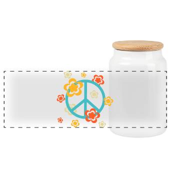 des années 70 motif de fleur - Boîte à biscuits avec couvercle en bois - blanc - Devant