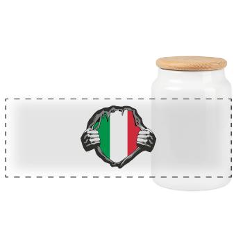 Italien Brust Design - Panorama Keksdose mit Holzdeckel - Weiß - Vorne