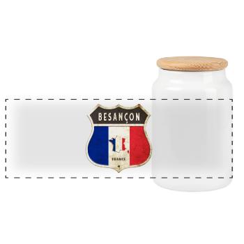 Besançon Frankreich Wappen Flaggen Design - Panorama Keksdose mit Holzdeckel - Weiß - Vorne