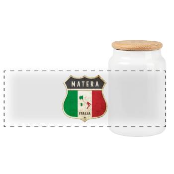 Matera Italy Coat of Arms Flags Design - Panoramic Cookie Jar with Wooden Lid - white - Front