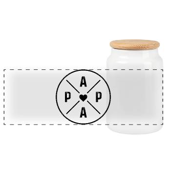 Papa Herz  - Panorama Keksdose mit Holzdeckel - Weiß - Vorne
