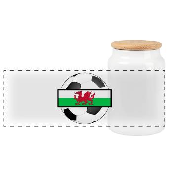Pays de Galles UK Football World Cup Cadeau - Boîte à biscuits avec couvercle en bois - blanc - Devant