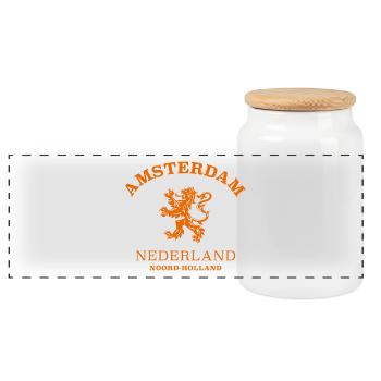 AMSTERDAM Nederland Niederlande Netherlands - Panoramic Cookie Jar with Wooden Lid - white - Front