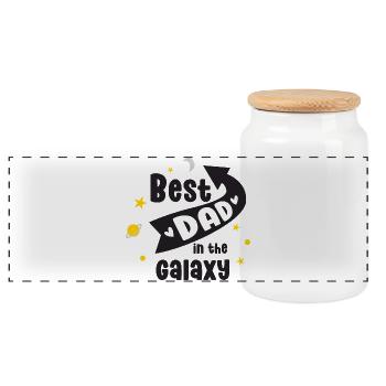Best Dad in the Galaxy - Panoramic Cookie Jar with Wooden Lid - white - Front