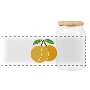 Mirabelle plum - Panoramic Cookie Jar with Wooden Lid - white - Front