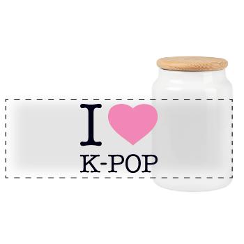 I LOVE K-POP - Panoramic Cookie Jar with Wooden Lid - white - Front