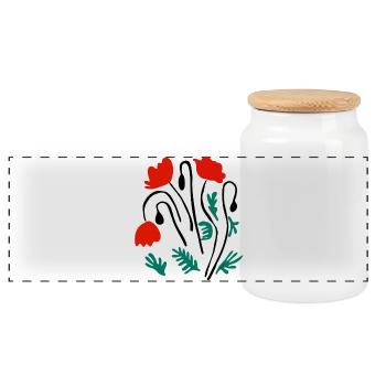 Coquelicots Matisse inspiré - Boîte à biscuits avec couvercle en bois - blanc - Devant