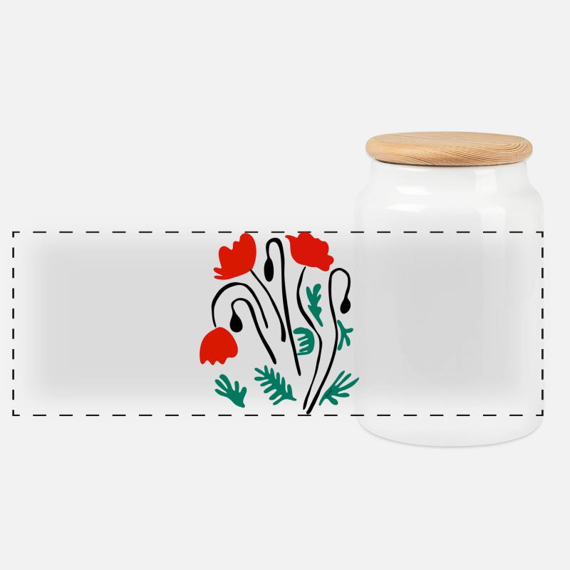 Mohnblumen Matisse inspiriert - Panorama Keksdose mit Holzdeckel - Weiß