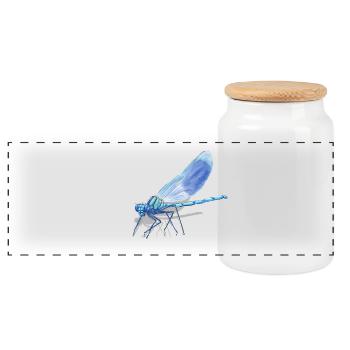 Imprimé de la Braise de Libellule Bleue - Boîte à biscuits avec couvercle en bois - blanc - Devant
