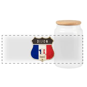 Dijon Frankreich Wappen Flaggen Design - Panorama Keksdose mit Holzdeckel - Weiß - Vorne