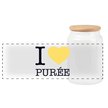 I LOVE PUREE Potatoes Mashed potatoes - Panoramic Cookie Jar with Wooden Lid - white - Front