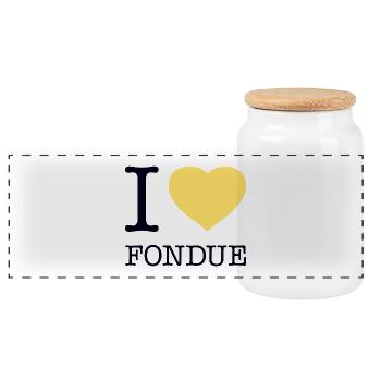 J’ADORE LA FONDUE - Boîte à biscuits avec couvercle en bois - blanc - Devant
