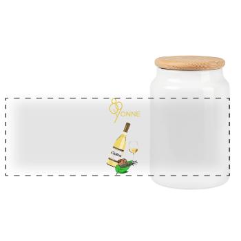 Yonne - Boîte à biscuits avec couvercle en bois - blanc - Devant