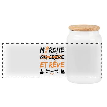 MARCHE ET RÊVE ! (randonnée, trek) noir - Boîte à biscuits avec couvercle en bois - blanc - Devant