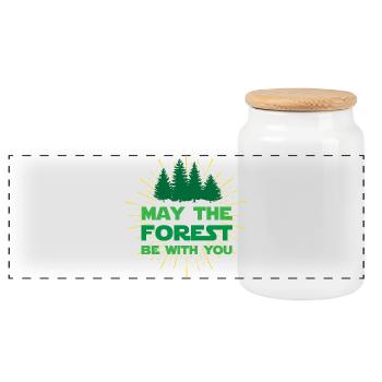 Möge der Wald mit dir sein - Panorama Keksdose mit Holzdeckel - Weiß - Vorne