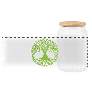 Mandala Tree of Life - Panoramic Cookie Jar with Wooden Lid - white - Front