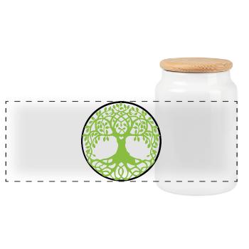 Mandala Tree of Life - Panoramic Cookie Jar with Wooden Lid - white - Front