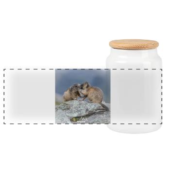 Murmeltier mit Jungtier 3 - Familie und Natur - Panorama Keksdose mit Holzdeckel - Weiß - Vorne