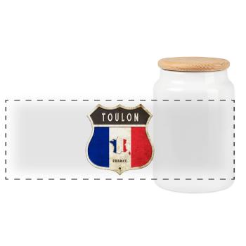 Toulon Frankreich Wappen Flaggen Design - Panorama Keksdose mit Holzdeckel - Weiß - Vorne