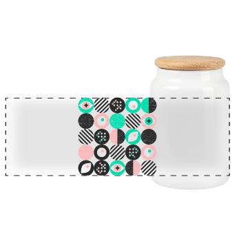 mutiger Minimalismus l Punkte l mint & pink - Panorama Keksdose mit Holzdeckel - Weiß - Vorne