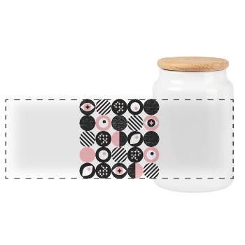 bold minimalism l dots l pink - Panoramic Cookie Jar with Wooden Lid - white - Front
