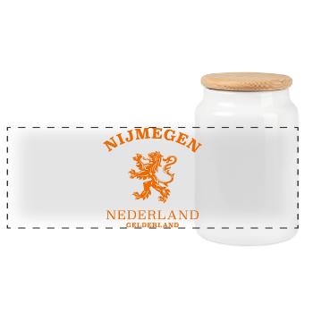 NIJMEGEN Nederland Niederlande Netherlands - Panoramic Cookie Jar with Wooden Lid - white - Front