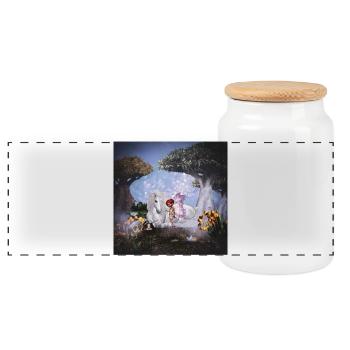 Wunderbares Einhorn mit Fee - Panorama Keksdose mit Holzdeckel - Weiß - Vorne