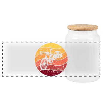 Vélo Camping Vélo Camping Vintage Rétro - Boîte à biscuits avec couvercle en bois - blanc - Devant